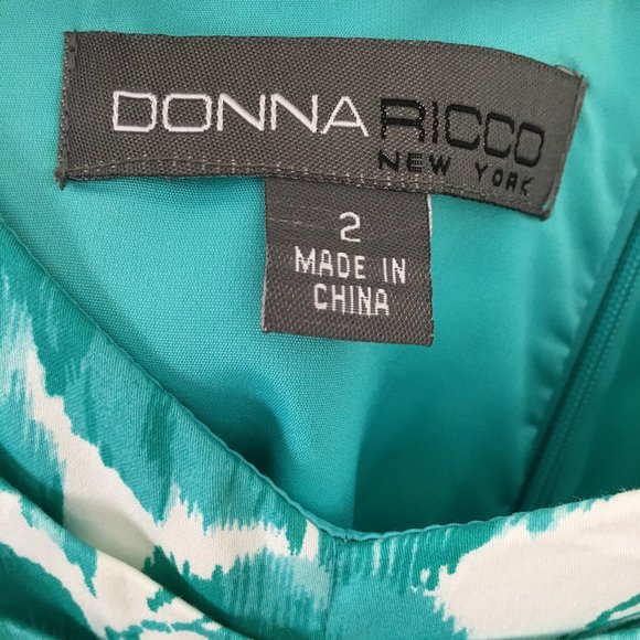 Donna Ricco NY Turquoise Floral Dress 2 Petite EUC - Picture 3 of 9